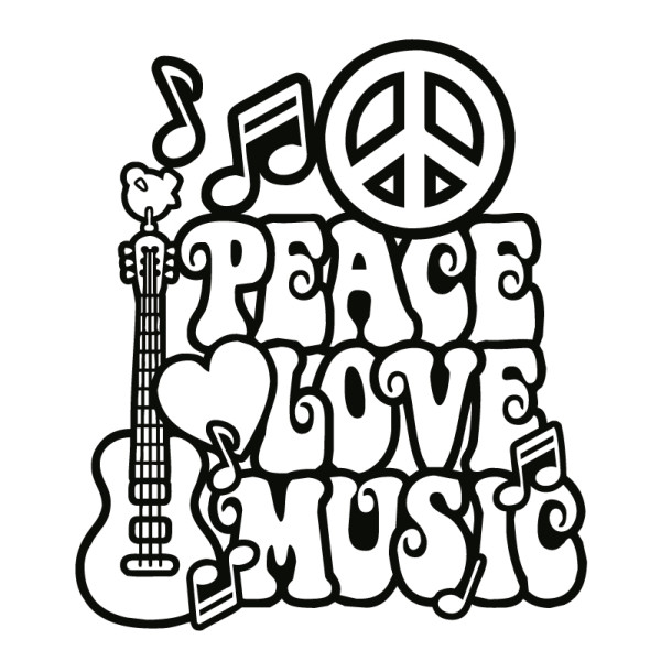Peace Love Musik Music Flower Power Wandtattoo Wallpaper Wand Schmuck 57 x 57