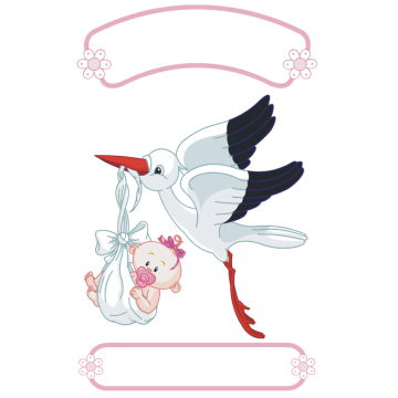 Geburts-Sticker | Geburts Sticker Storch für Mädchen