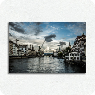 Leinwand-Bilder | Leinwandbild Zürich mit Hafenkran