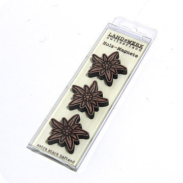 Design--und-Geschenkartikel-aus-eigener-Produktion | Holzmagnet-Set Edelweiss