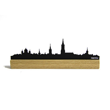 Mini-Skylines-gelasert | Mini Skyline Bern im Eichenholzbälkli