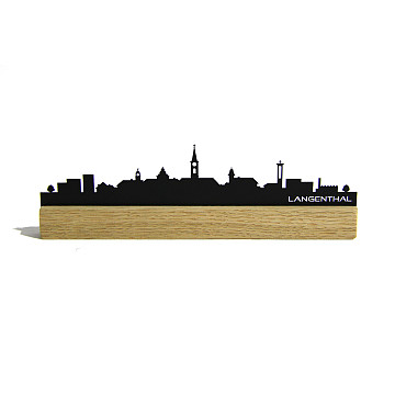 Mini-Skylines-gelasert | Mini Skyline Langenthal im Eichenholzbälkli