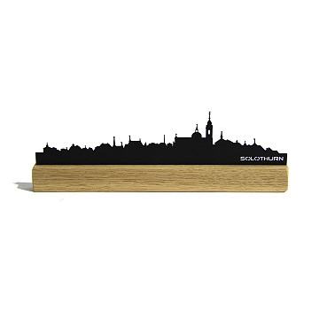 Mini-Skylines-gelasert | Mini Skyline Solothurn im Eichenholzbälkli