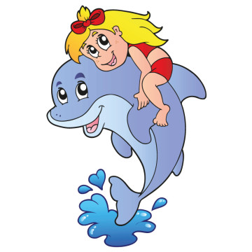 Bild zu Kinder Wandtattoo Delfin mit Mädchen