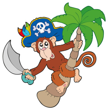 Bild zu Kinder Wandtattoo Piraten-Affe