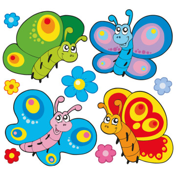 Wandtattoos | Kinder Wandtattoo Schmetterlinge mit Blumen
