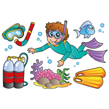 Wandtattoos | Kinder Wandtattoo Taucher Set