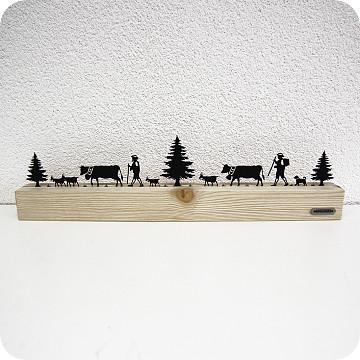 gelaserte-Metallobjekte | Alpaufzug im Fichtenholzbalken 50cm natur