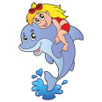 Kinder Wandtattoo Delfin mit Mädchen - Bild 1