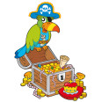 Kinder Wandtattoo Papagei mit Schatzkiste - Bild 1