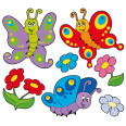Kinder Wandtattoo Schmetterlinge mit Blumen 2 - Bild 1