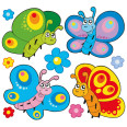 Kinder Wandtattoo Schmetterlinge mit Blumen - Bild 1