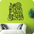 Wandtattoos | Wandtattoo Peace Love Music